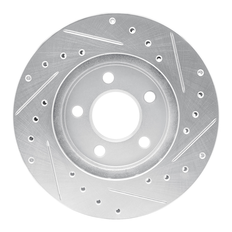 Chrysler Town & Country Brake Rotor (1) - Front Left - R1 Concepts - Drilled & Slotted - Silver - `96-`00
